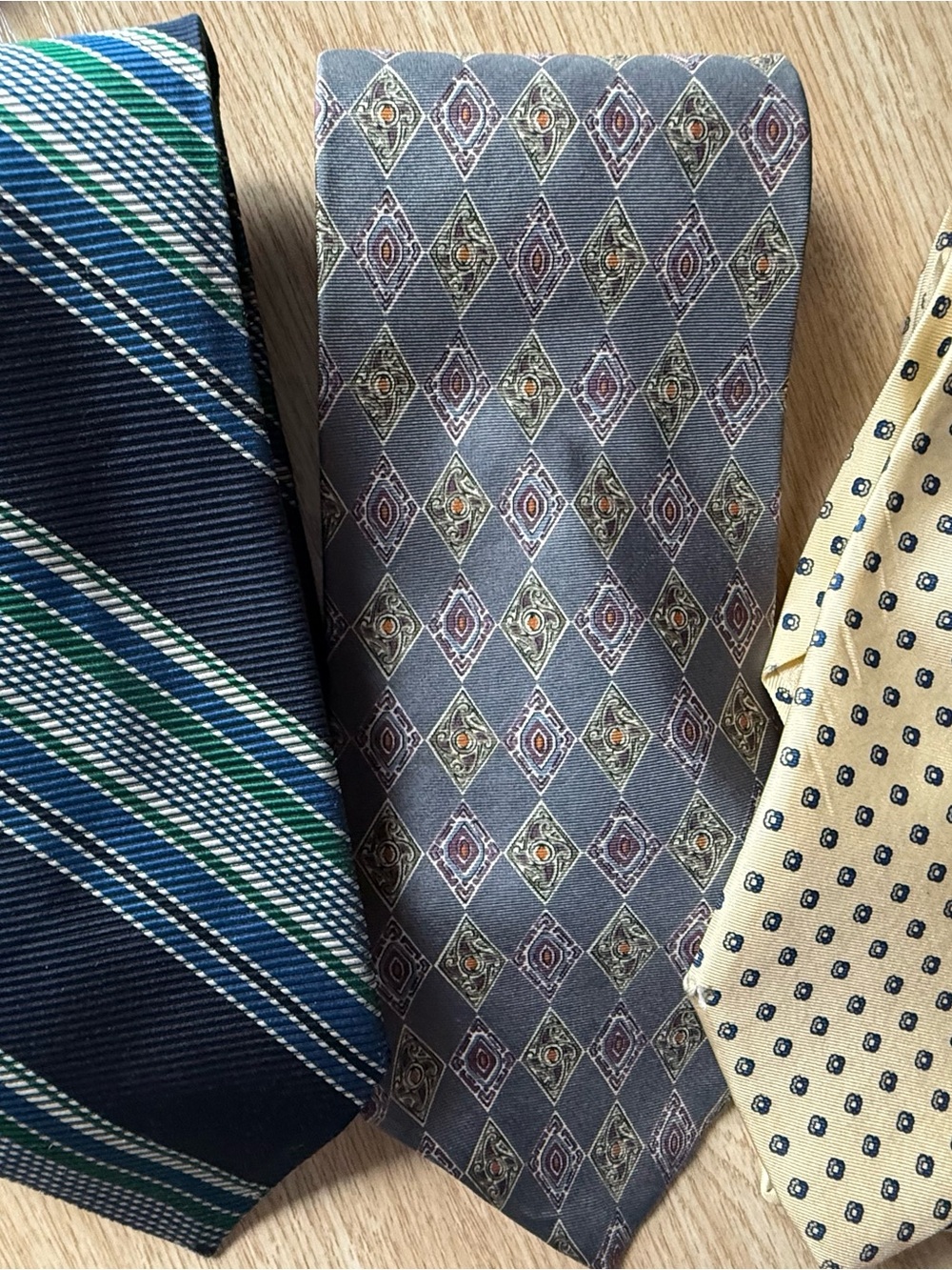 VTG Christian Dior luxury silk tie lot of 3—striped, geometric, Monsieur Italy